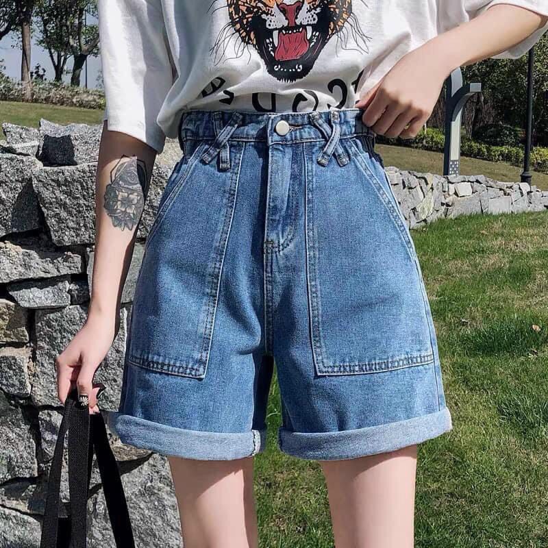 Quần Short Jeans Nữ Lưng Cao Phối Túi - 278