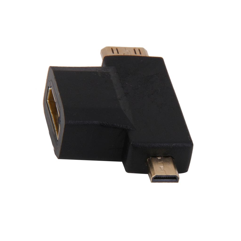 3in1 HDMI Female to Mini HDMI Male to Micro HDMI Male Adapter Connector