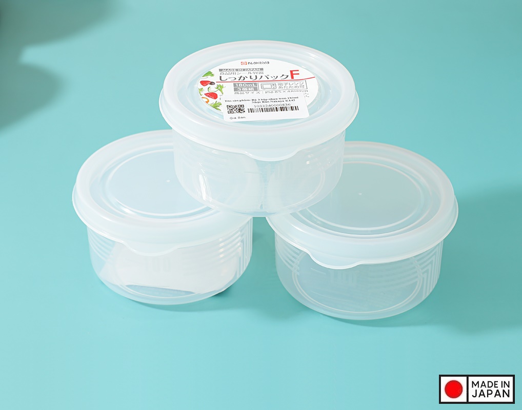 Bộ 3 chiếc hộp thực phẩm Nakaya tròn 180ml hàng nội địa Nhật Bản