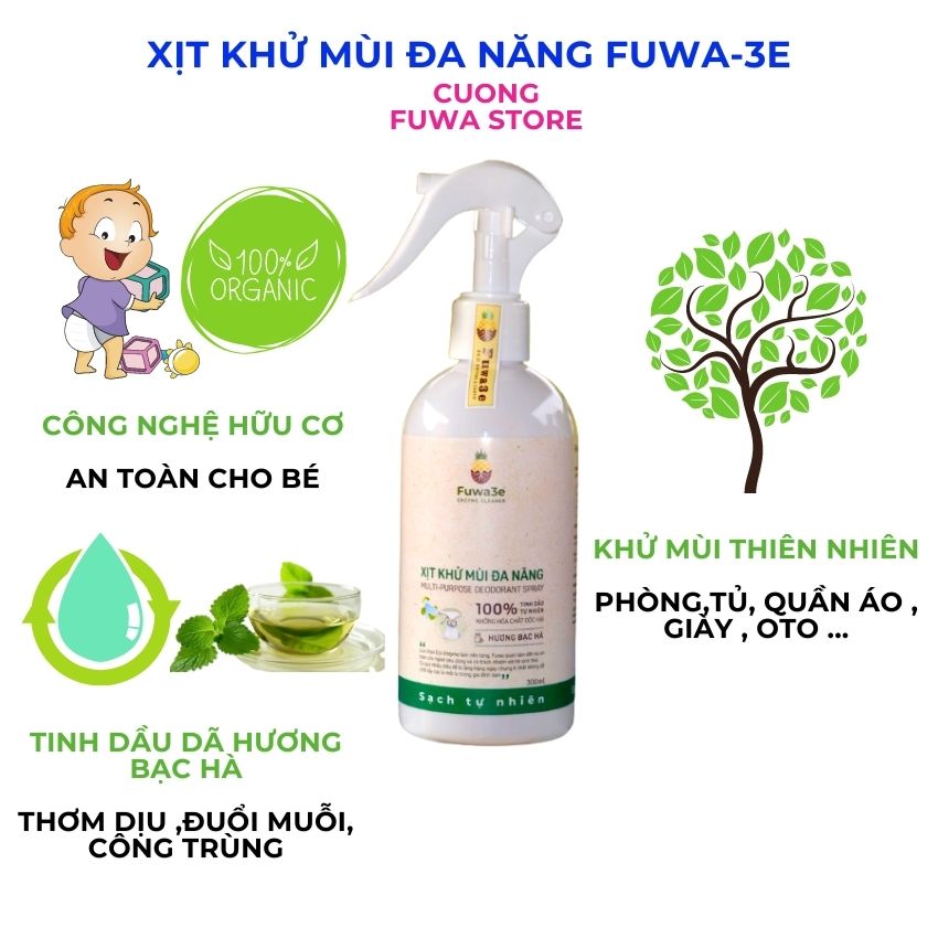 Xịt Khử Mùi Đa Năng Eco-Enzyme 300ml Hương Bạc Hà Bảo Vệ Trẻ Em , xua đuổ muỗi, côn trùng,Tốt Cho Sức Khỏe Môi Trường Xanh Sạch Đẹp