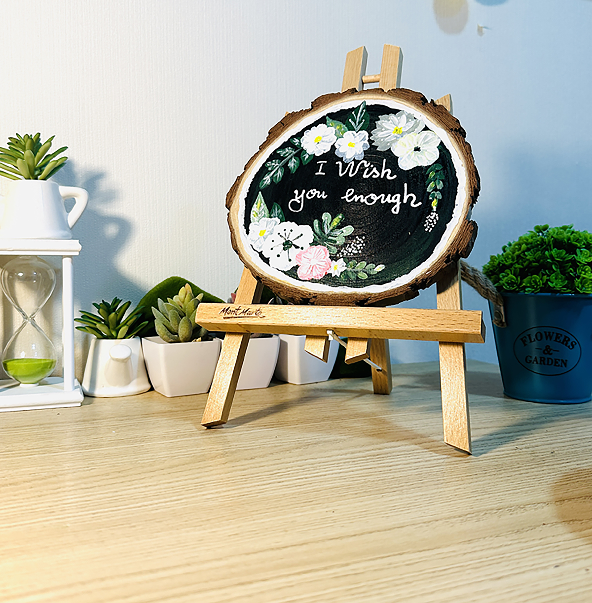 Tranh Vẽ Tay Trên Gỗ Thông I Wish You Are Enough – Decor Bàn Làm Việc – Quà Tặng Handmade Độc Bản