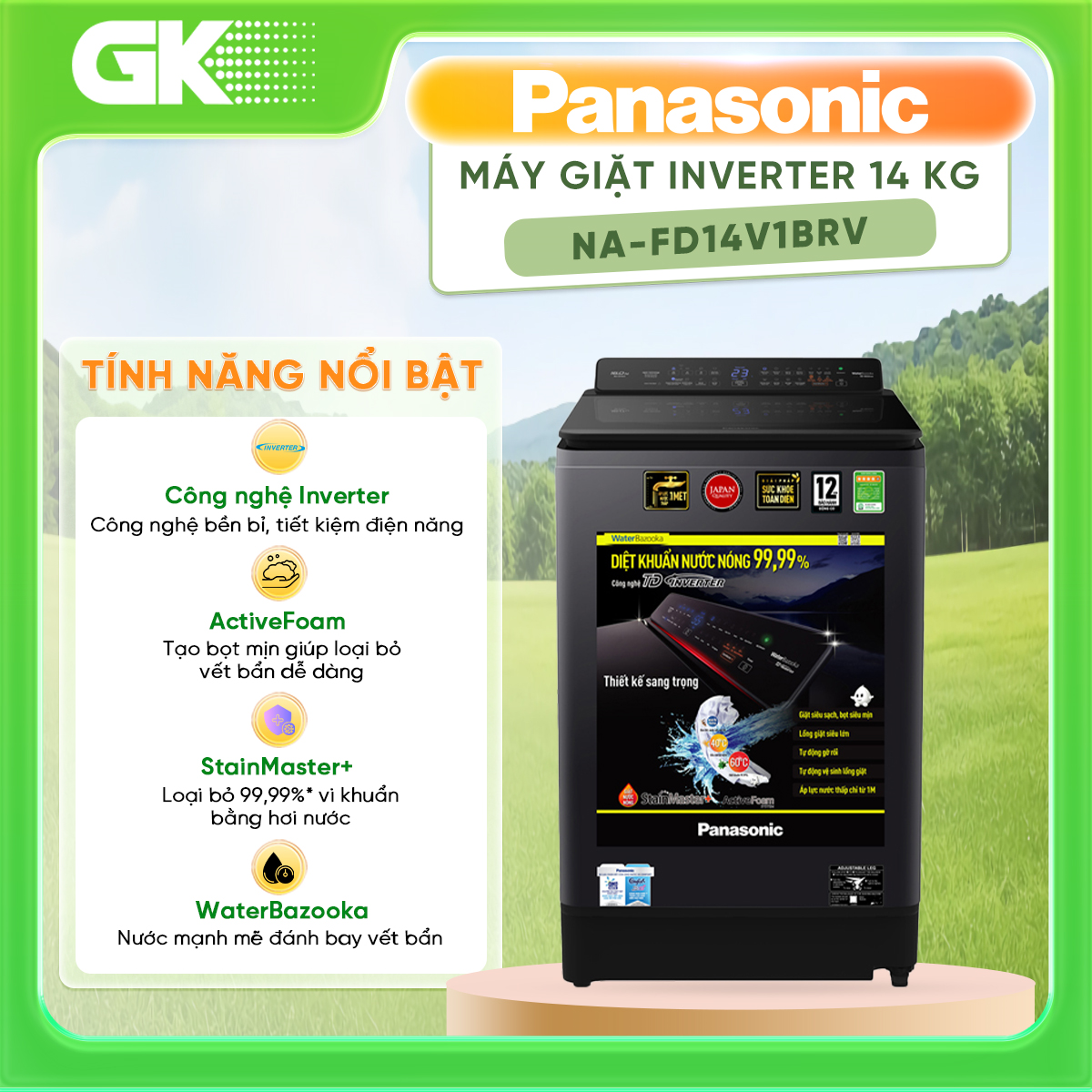 Máy giặt Panasonic lồng đứng 14 Kg NA-FD14V1BRV - Hàng chính hãng
