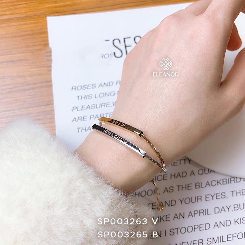Lắc tay dây rút Eleanor Accessories vòng tay nữ gold bar khắc chữ Love Dream kiểu dáng đơn giản phụ kiện trang sức đẹp