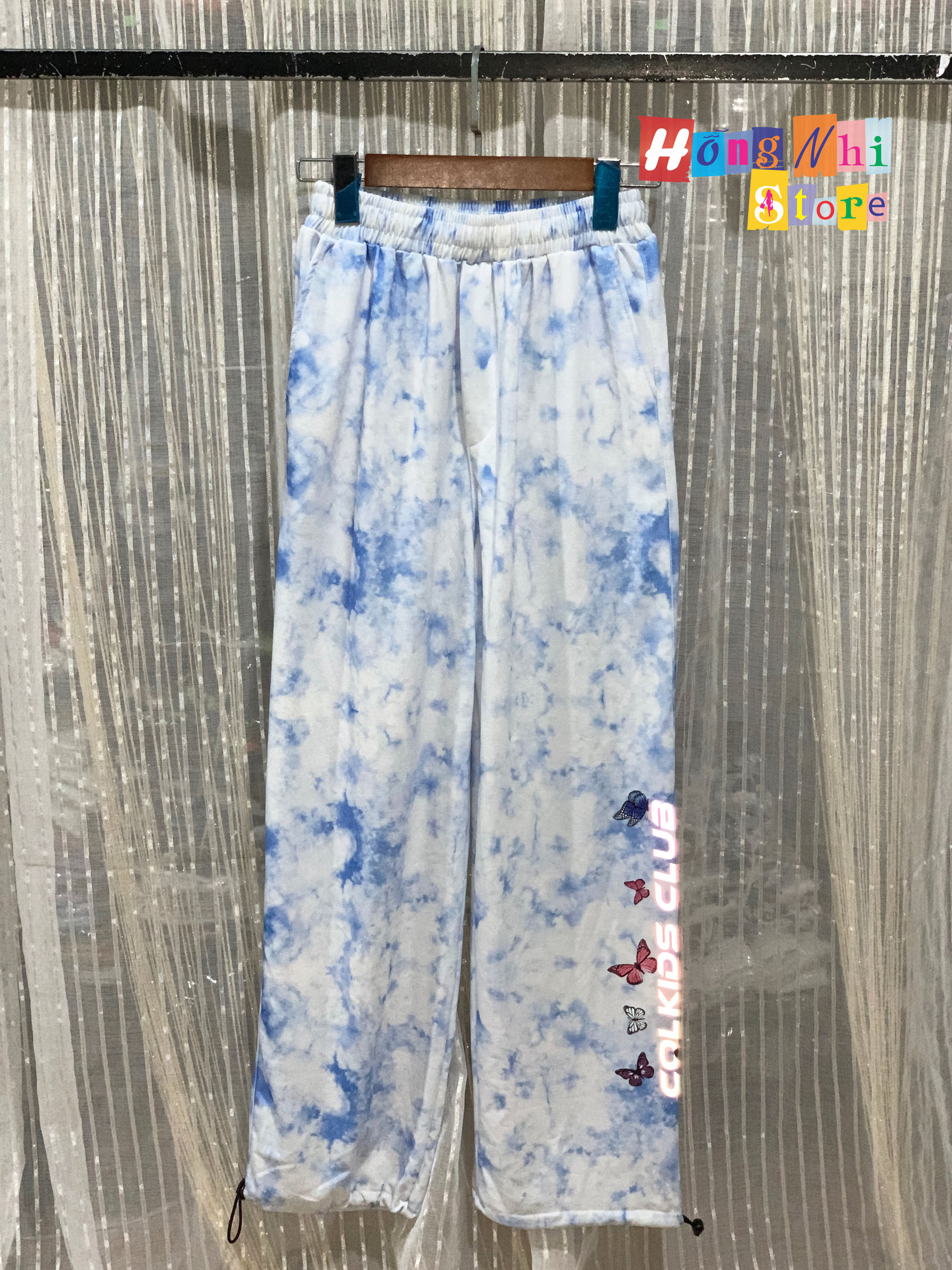 Quần Jogger Thun Dài Dây Rút Loang Màu Phản Quang Xanh Dương - Quần Thun Rút Dây Unisex - MM