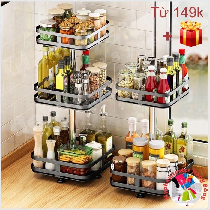 Kệ THÉP đen, kệ đen tròn/vuông xoay 360*cao cấp 2 tầng, 3 tầng