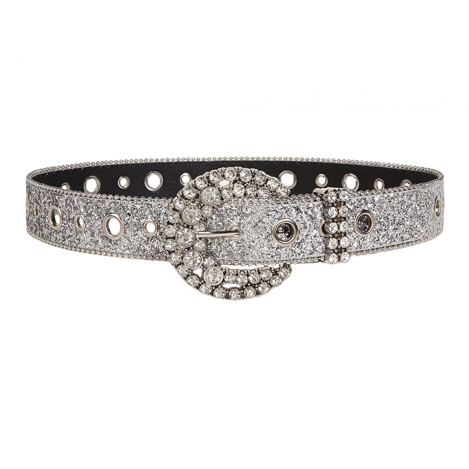 Rhinestone Belt Cowgirl Cowboy for Women Men Pants PU Leather Belt