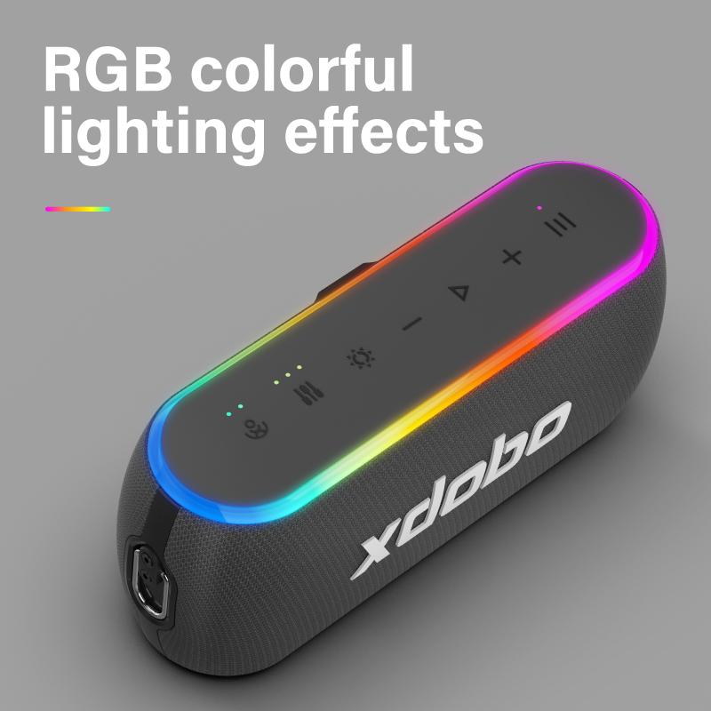 Loa Bluetooth không dây XDOBO X8 III Ngoài trời Loa siêu trầm công suất cao 60W đầy màu sắc Cột âm thanh di động caixa de som Boombox Màu sắc: Đen
