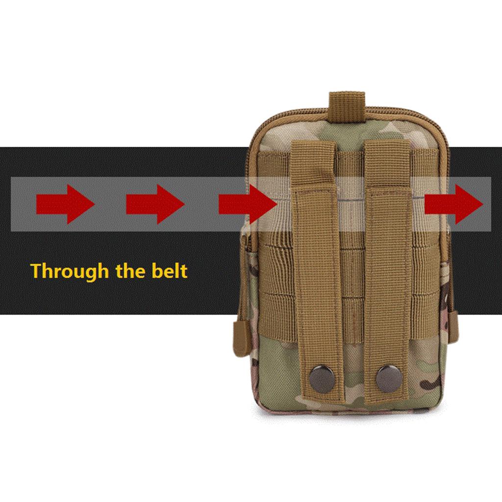 Tactical Compact 600D Oxford Cloth Waterproof Multipurpose Utility Gadget Belt Waist Bag with Cell Phone Holder for Camping Hiking Soprts