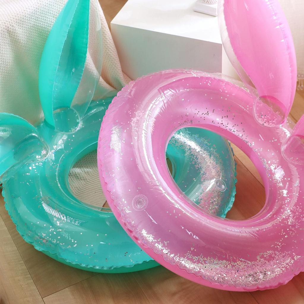 Phao Bơi Tròn Hình Tai Thỏ 70/90 Đính Kim Sa Lấp Lánh Dành Cho Người Lớn Và Trẻ Em