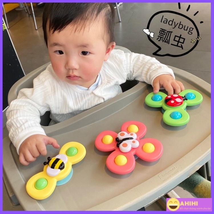 Set 3 đồ chơi con quay spinner hình côn trùng vui nhộn cho bé, có thể dính tường phát âm thanh hàng chuẩn