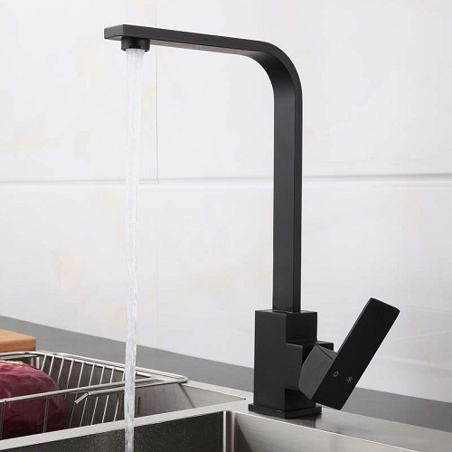 Vòi rửa chén bát nóng lạnh cần vuông inox phủ nano