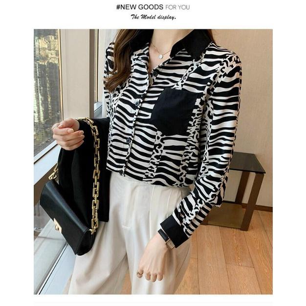 HÀNG NHẬP - ÁO SƠ MI LỤA HOẠ TIẾT BÁO