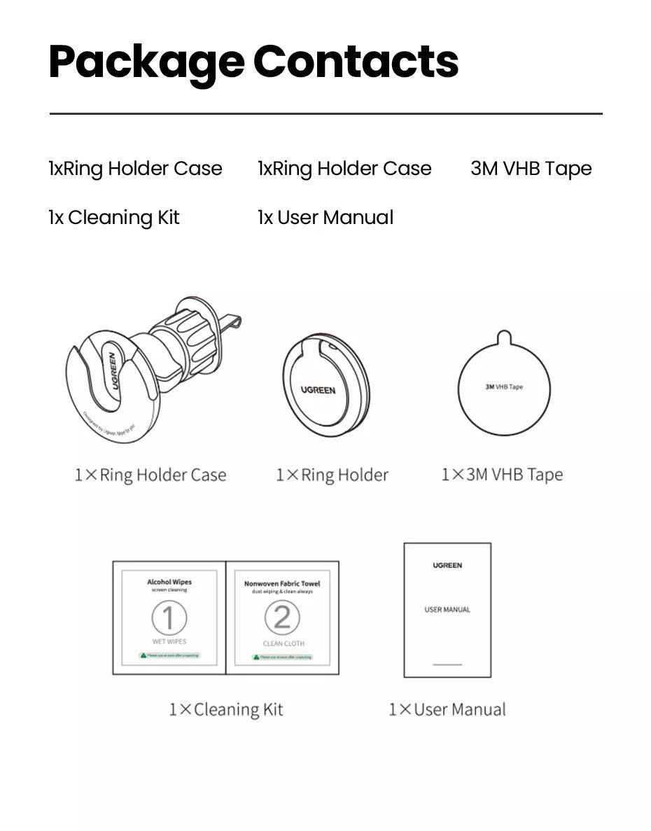 Ugreen UG80869LP352TK 2 trong 1 Màu Đen Giá đỡ điện thoại trên ô tô hoặc để bàn - HÀNG CHÍNH HÃNG