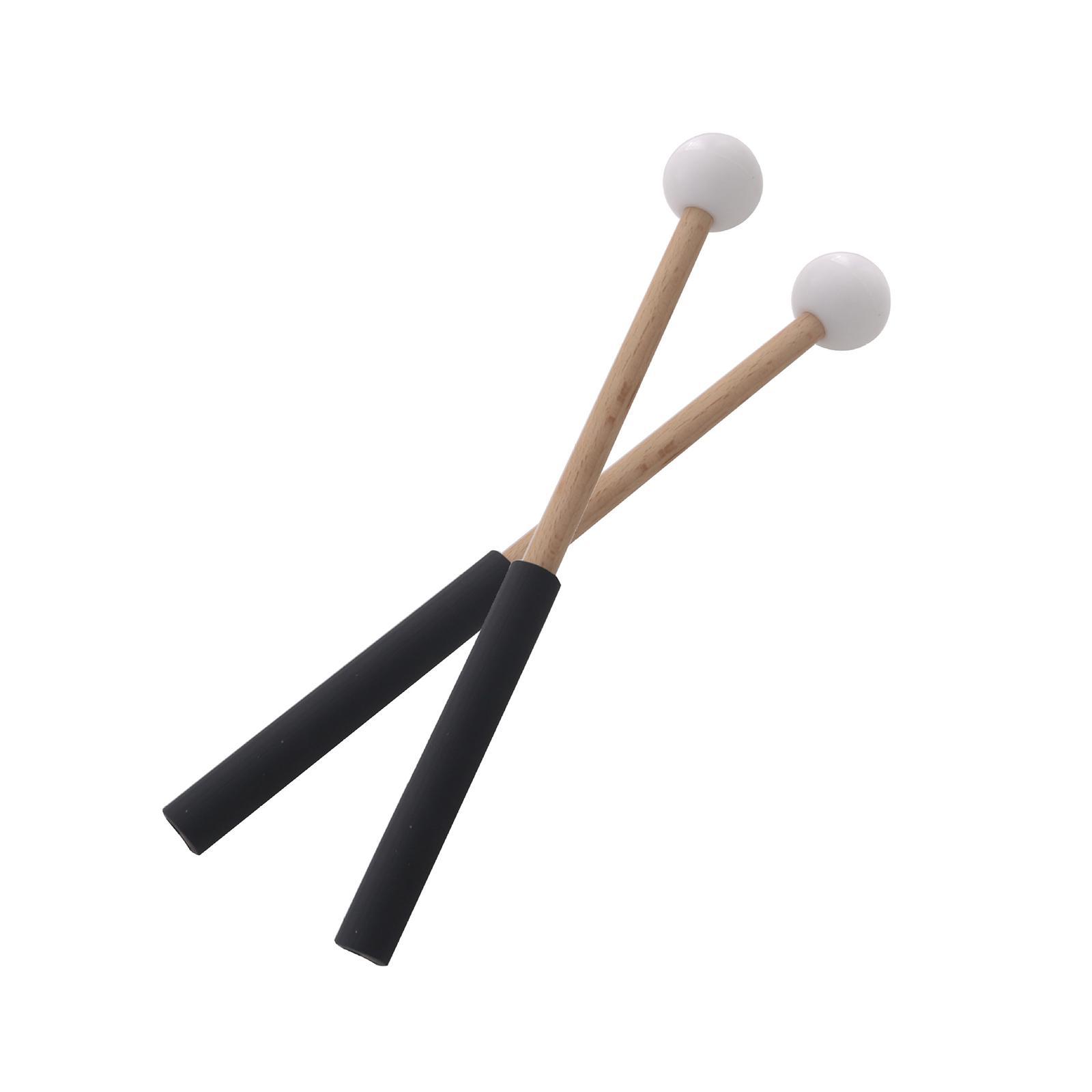 2x Rubber Mallet Percussion 8.6inch with Wood Handle Drum Mallet for Yoga Music Education Stage
