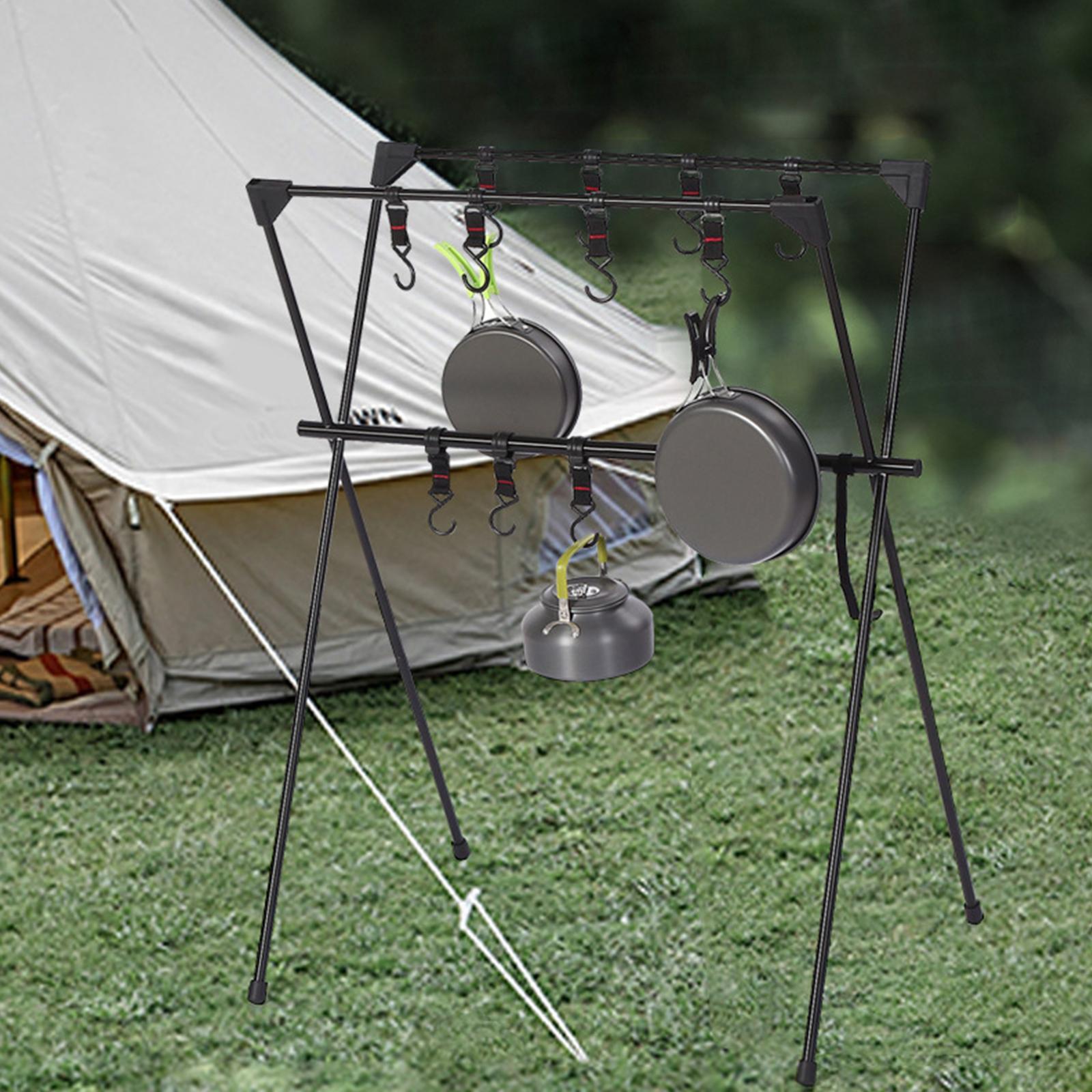 Portable Camping Hanging Rack Folding Tripod Triangle Rack Stand for Backpacking