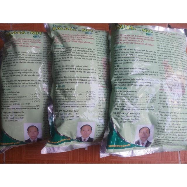 1kg Chế phẩm đệm lót sinh học khử mùi chuồng trại BALASA, xử lý môi trường
