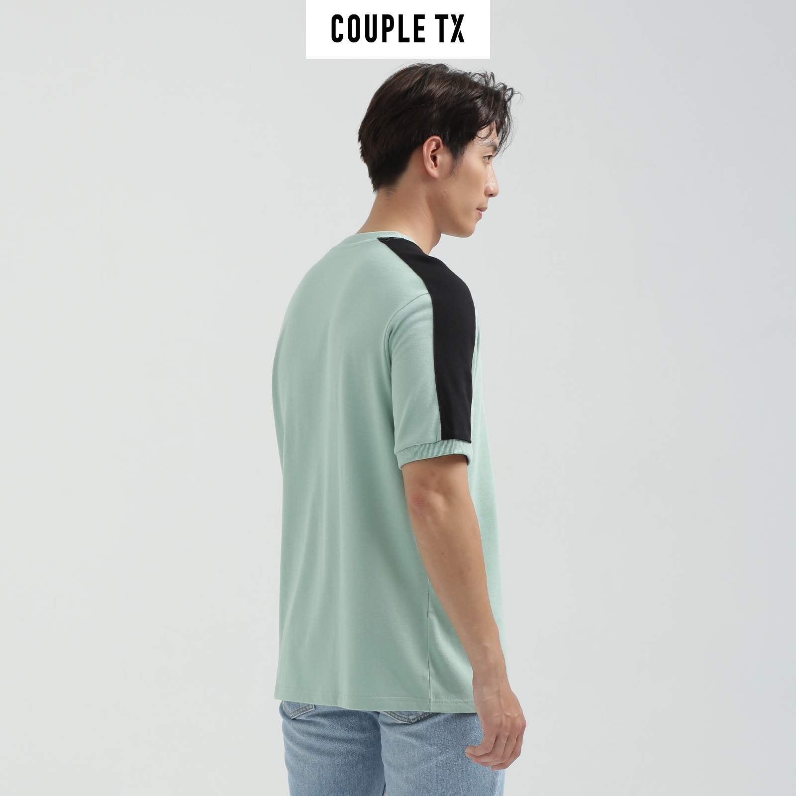 COUPLE TX - Áo Thun Nam Relax Fit Rã Vai Phối Màu MTS 1202