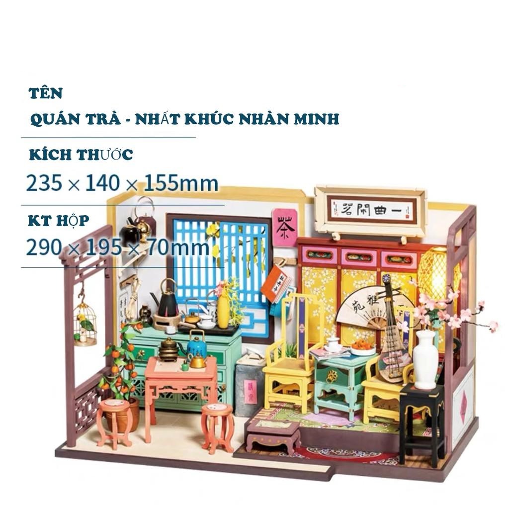 Nhà búp bê Robotime | QUÁN TRÀ 3D DIY tự lắp ráp bằng gỗ - Quà tặng sinh nhật giáng sinh cho nam và nữ