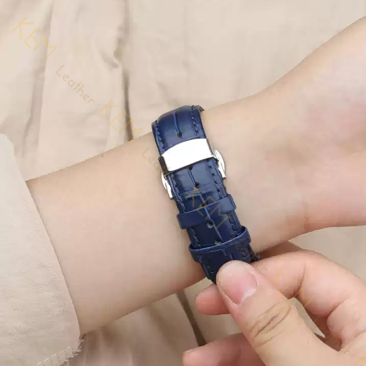 Dây đồng hồ Da Cá Sấu Navy Size 17/18/19/20/21/22/23/24/25/26mm - Dây Đeo Da Cá Sấu Thật 100% - Bảo Hành 12 Tháng