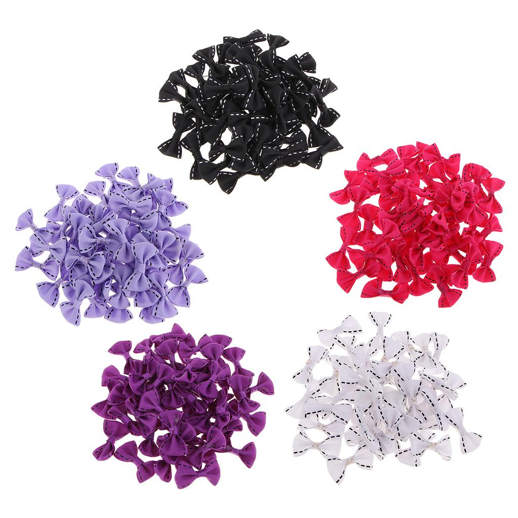 50 Pieces Cute Satin BOW Ribbon Applique Embellishments