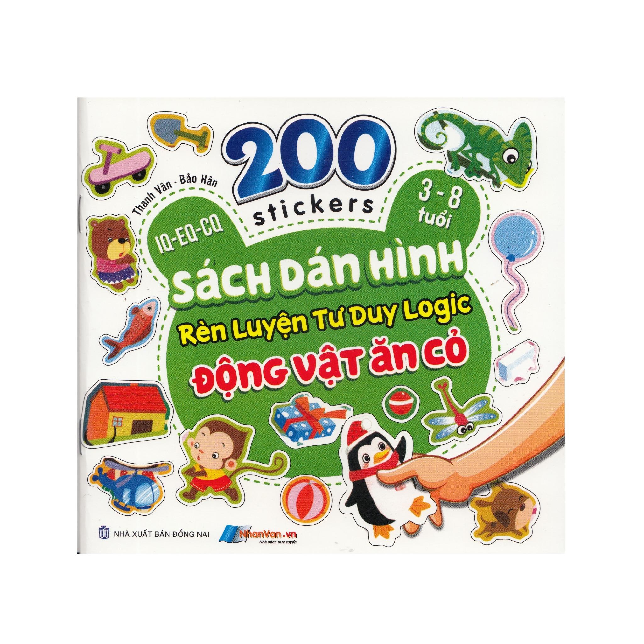 200 Stickers - 3-8 Tuổi - Sách Dán Hình Rèn Luyện Tư Duy Logic - Động Vật Ăn Cỏ