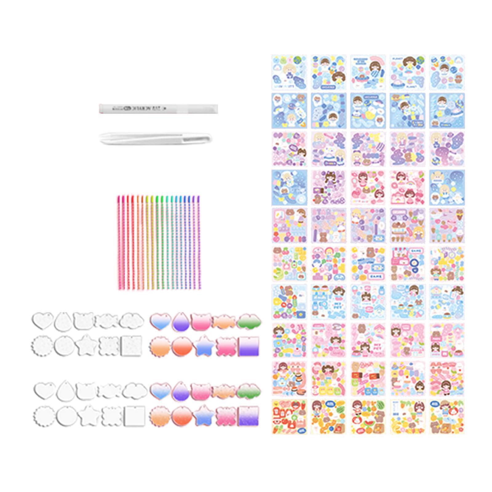 Goo Card DIY Set Kids Arts and Craft Acrylic Disc Hanging Ornament Pendant DIY Kits Card Sticker Set for Card DIY Decor Activities