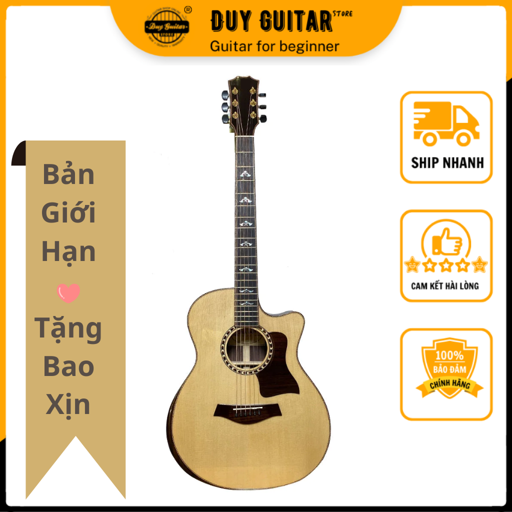 Đàn guitar acoustic DT1500 Duy Guitar Store thùng đàn gỗ cẩm Ấn chất âm thanh tốt sử dụng lâu dài cần đàn cẩn xà cừ tinh xảo