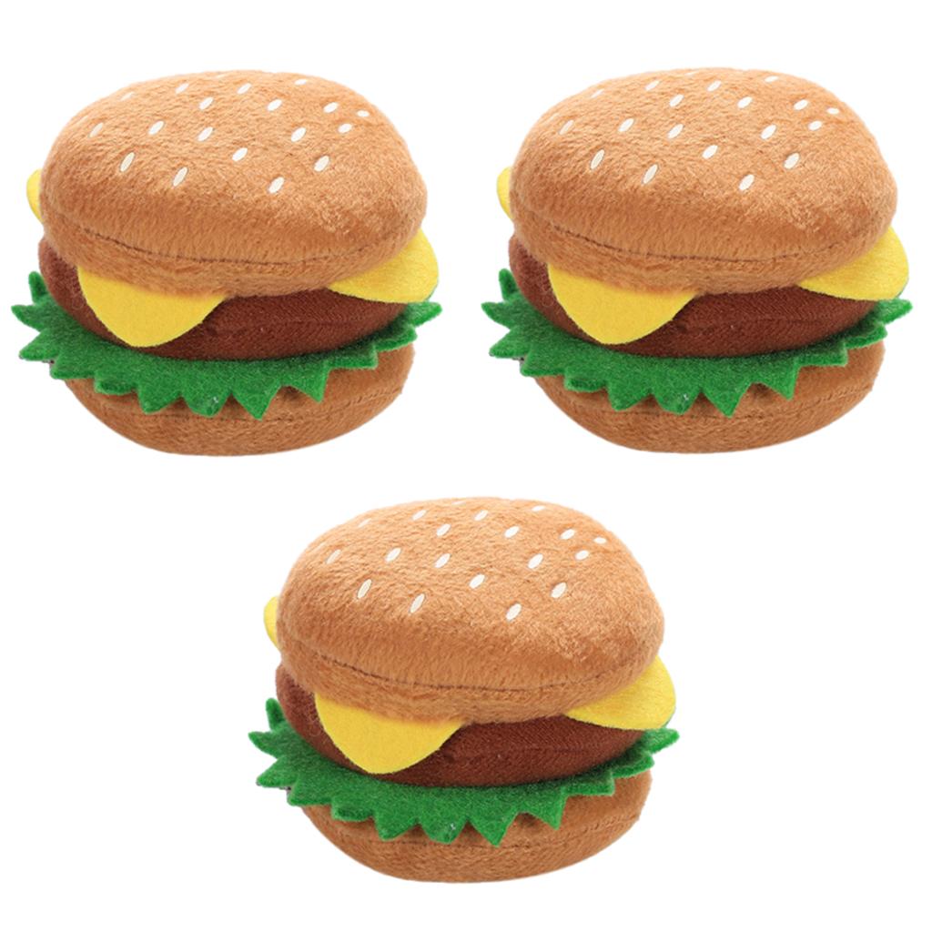3 Chó Hamburger Nhai Đồ Chơi Squeaky Sang Trọng Đồ Chơi Chó Chó Mọc Răng Sạch Đồ Chơi