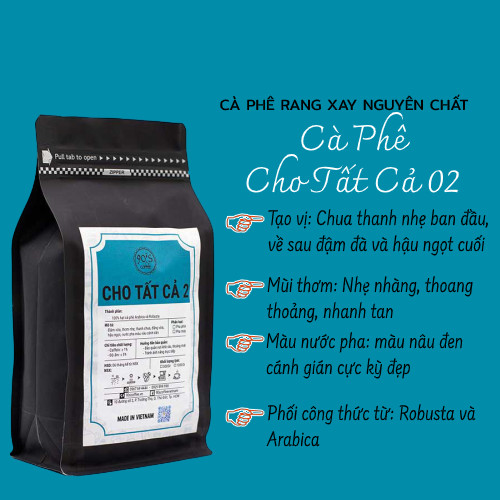 Cà Phê Rang Xay Nguyên Chất - 90S Coffee Vietnam | Cà Phê Cho Tất Cả 02 | Công Thức Phối: Arabica + Robusta | 100% Cà Phê Sạch | Chua Nhẹ - Hậu Vị Ngọt