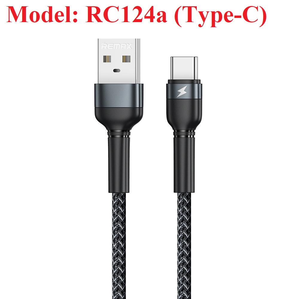 Cáp sạc và dữ liệu 2.4A Usb to micro/iP/ type-C Remax RC124m / RC124i / RC124a MÀU NGẪU NHIÊN_ Hàng chính hãng