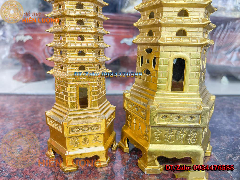 Tháp Văn Xương 13 Tầng Bằng Đồng Vàng Nguyên Chất Phong Thủy Cao 30cm, 40cm - Biểu Tượng Của Trí Tuệ