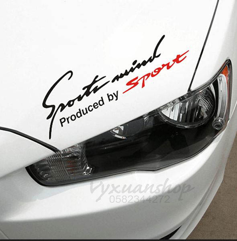 (Chọn mẫu) Decal dán nắp capo xe ô tô chữ ký Sport mind, decan trang trí xe hơi, sticker Sport mind các đời xe,màu xe