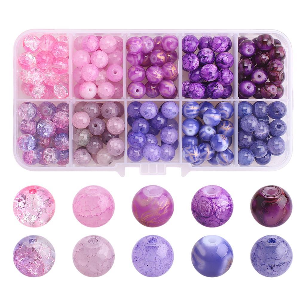200pcs Glass Beads 8mm Beads for Beading Necklaces Bracelet Home Decoration Pink