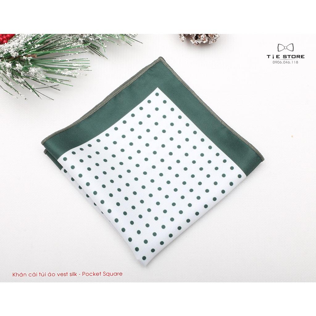 Khăn Cài túi áo Vest nam Chất coton - Phụ kiện cài túi Pocket Square xanh Retro paislay