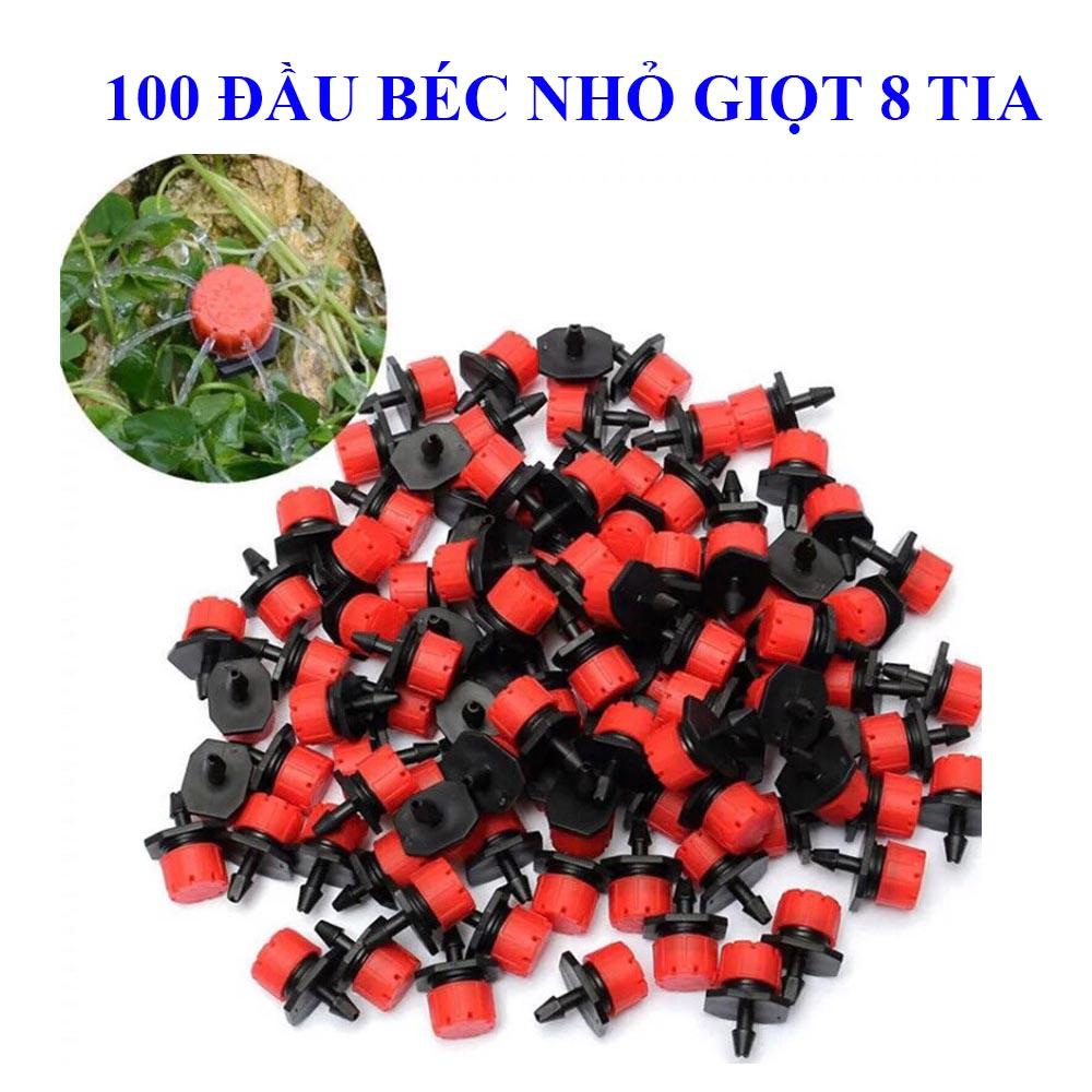 100 Béc Tưới Nhỏ Giọt 8 Tia Có Thể Điều Chỉnh Lưu Lượng
