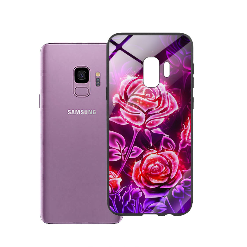 Ốp Lưng Kính Cường Lực cho điện thoại Samsung Galaxy S9 - Rose