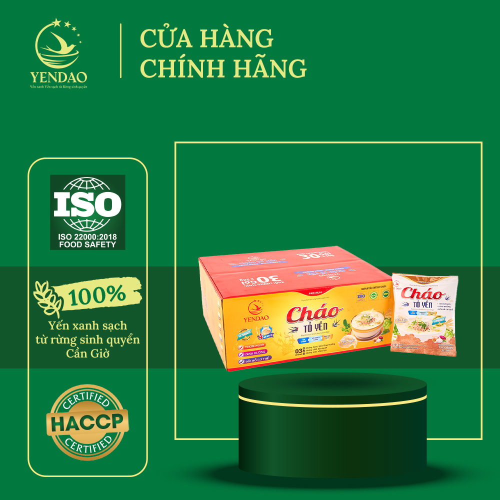 Cháo Tổ Yến Thịt Bằm Yến Đảo Giúp Hệ Tiêu Hoá Khoẻ Mạnh thùng 30 gói