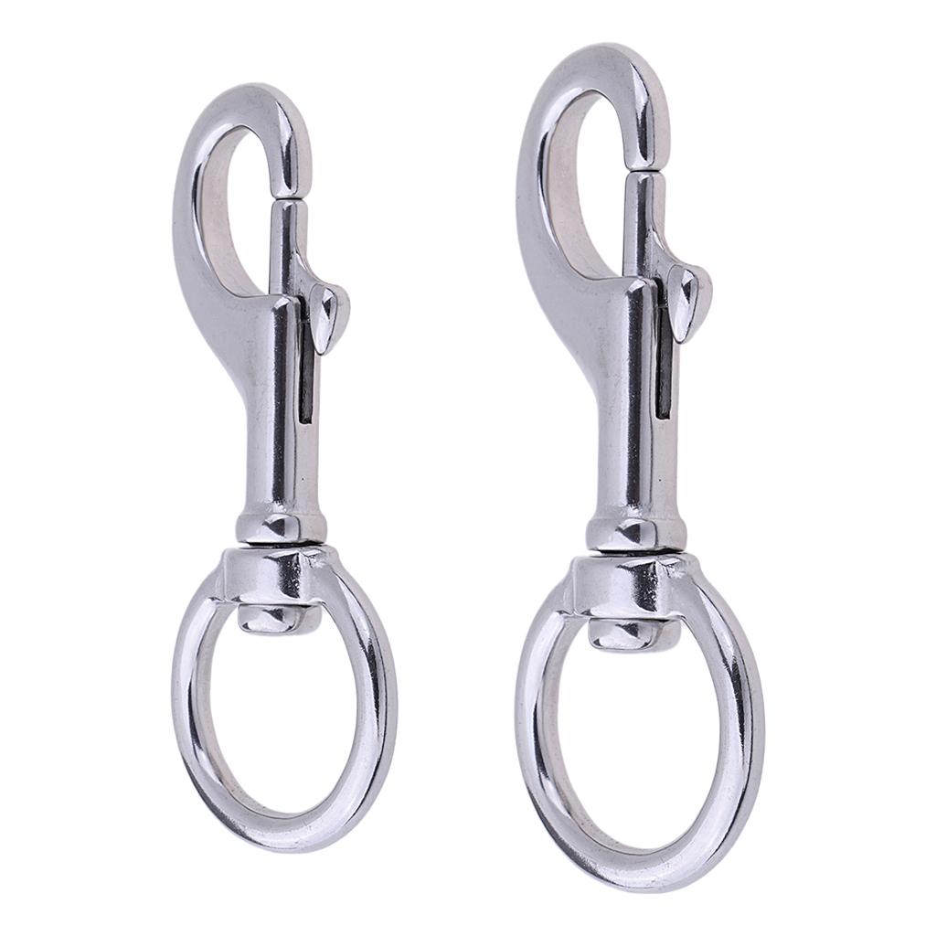 2pcs Stainless Steel Single Hook Swivel Eye Snap Clip for Scuba Diving Pet