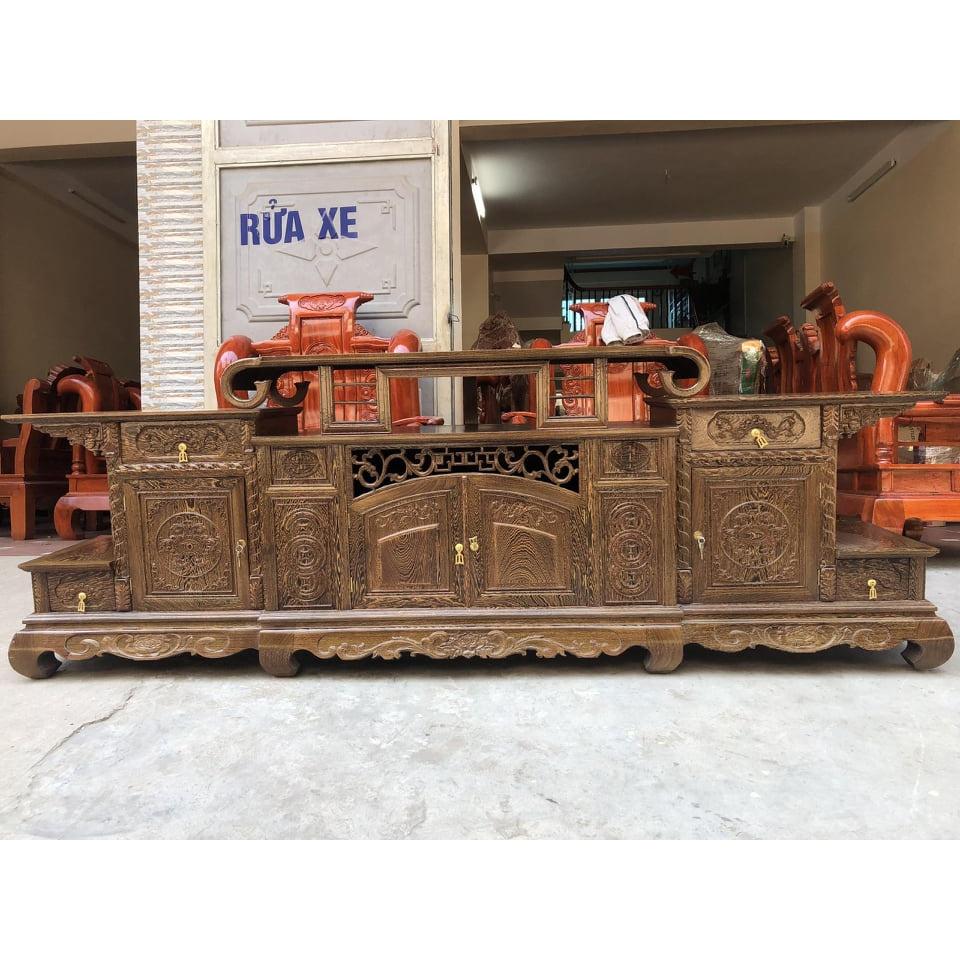 kệ tivi sừng trâu gỗ mun đuôi công 2m4