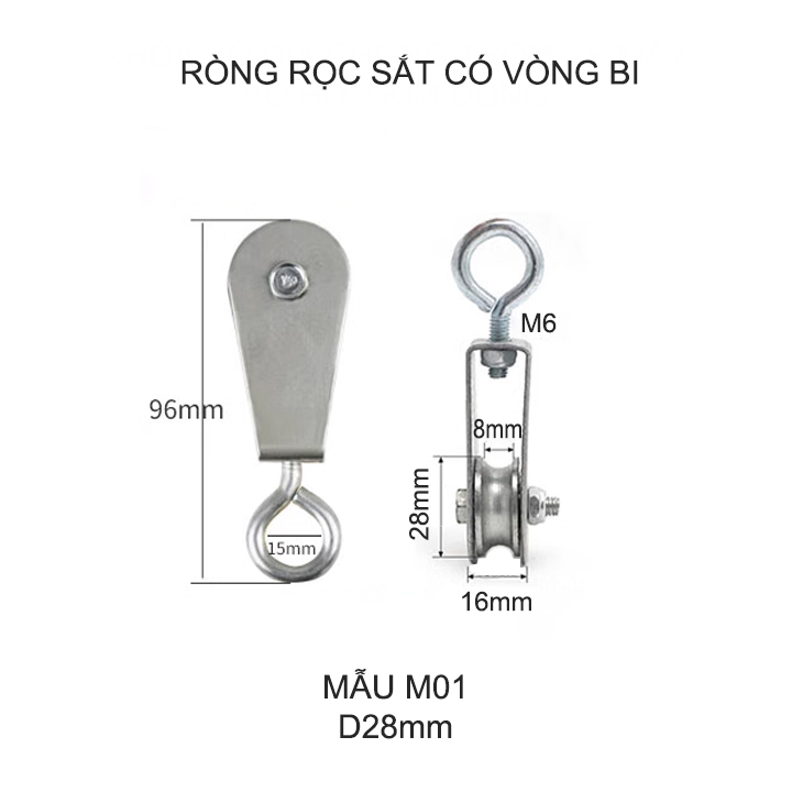 Ròng rọc thép mạ chống gỉ, chắc chắn, loại có vòng bi rất bền