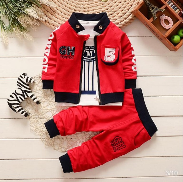 Bé Bé Trai Quần Áo Bộ Thu Xuân Sơ Sinh Cotton Thời Trang Áo Khoác + Áo + Quần 3 Tracksuits Cho Bebe Bé Trai tập Đi Giày Bộ