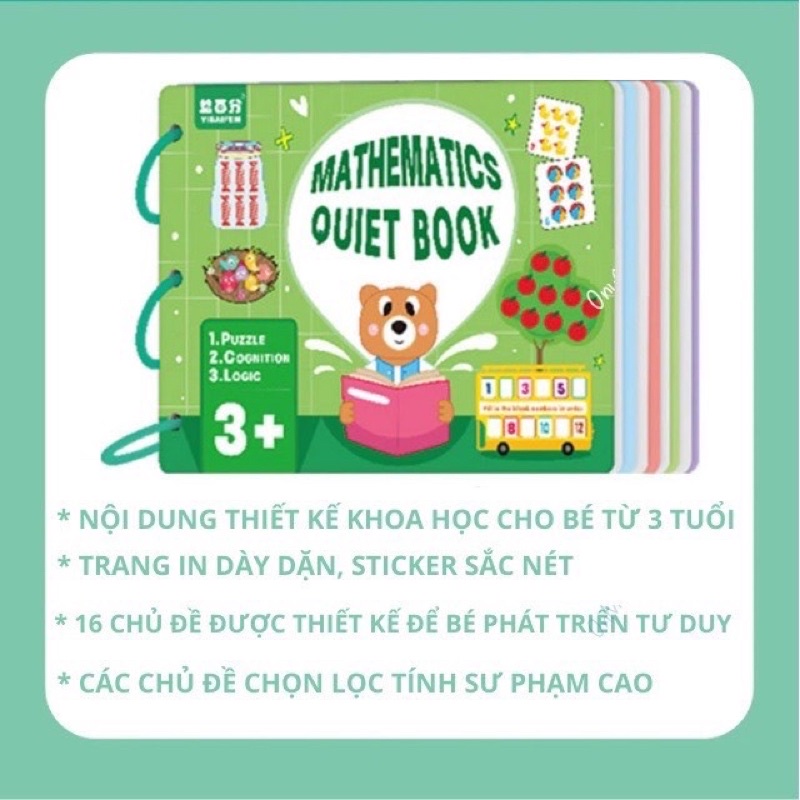 Học liệu bóc dán thông minh cho bé, học liệu busy book 17 chủ đề đa dạng dùng nhiều lần