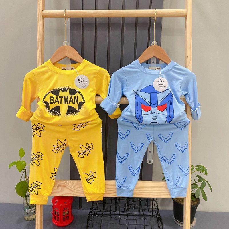 Bộ dài tay thun lạnh siêu nhân Minky mom mềm mịn mát cho bé trai bé gái từ 7-27kg