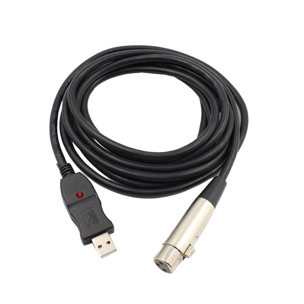 USB Microphone Cable USB Male-Female Mic Converter Studio Audio Line-Black