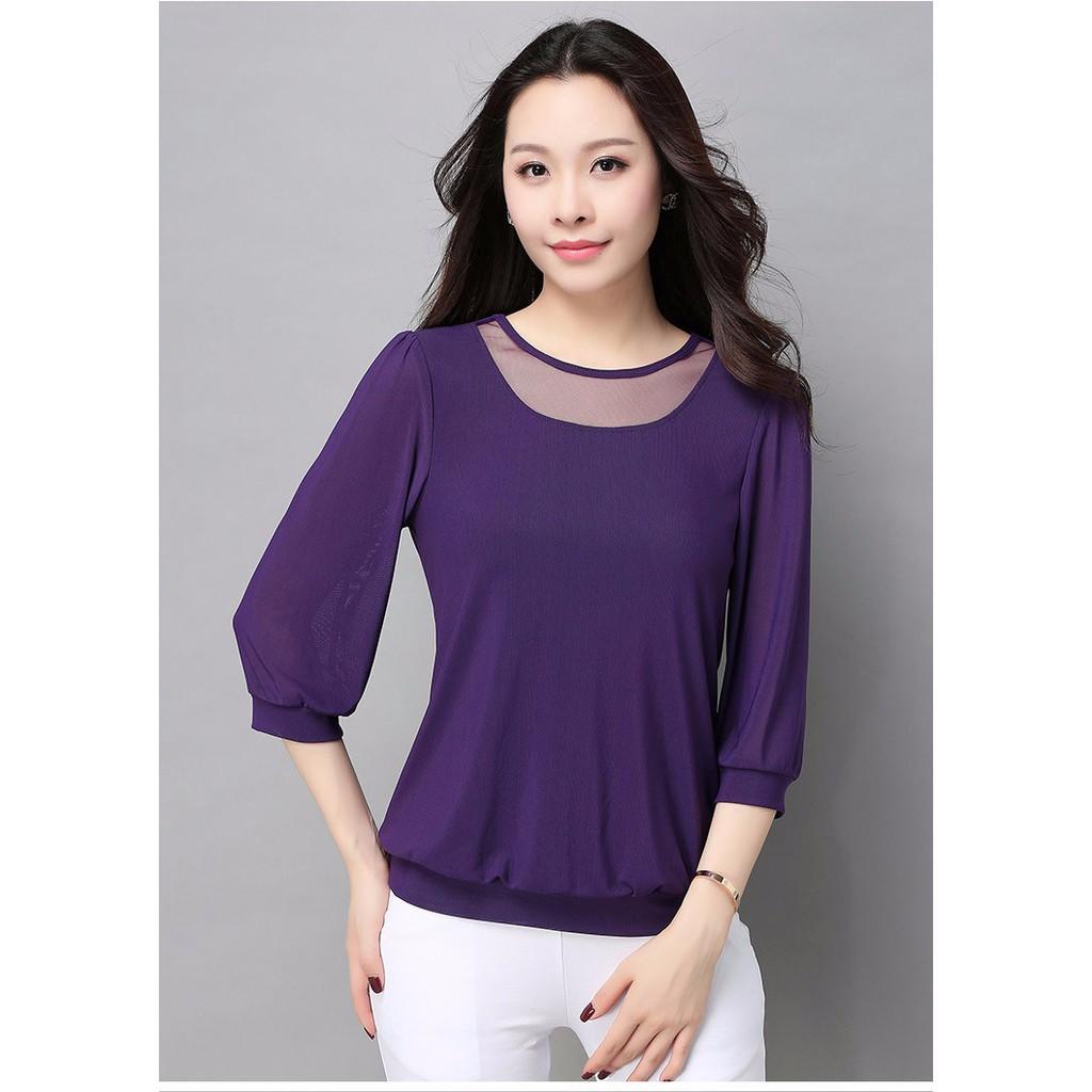Áo trung niên phối lưới cao cấp tk84n