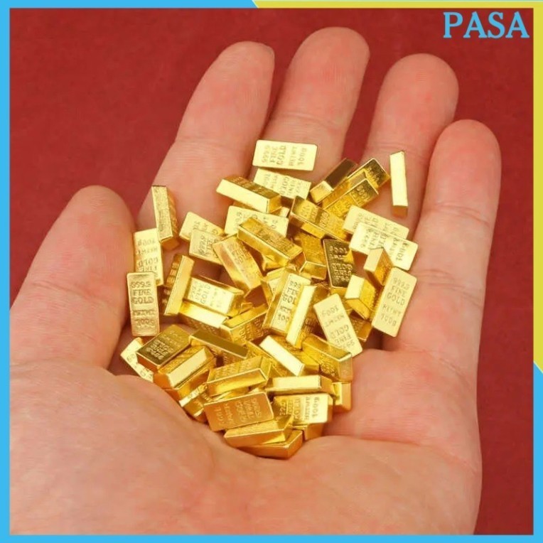 Combo 2 Thỏi Vàng Mini Dài 1.2Cm Chất Liệu Hợp Kim Trang Trí Tài Lộc