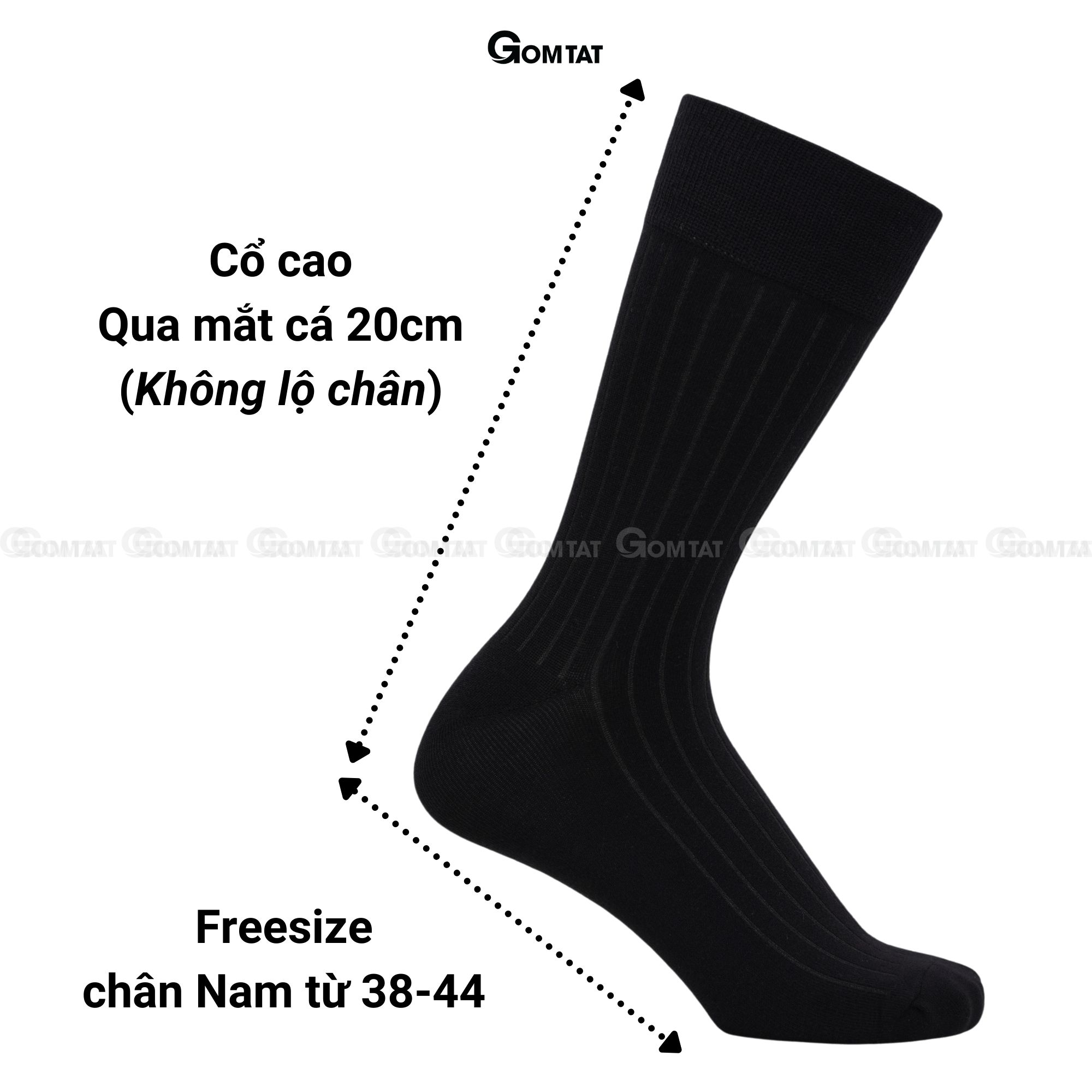 Hộp 5 đôi tất vớ đi giày tây nam GOMTAT mẫu gân chìm, chất liệu cotton cao cấp hút ẩm thoáng khí - GOM-TAYGANCHIM-CB5