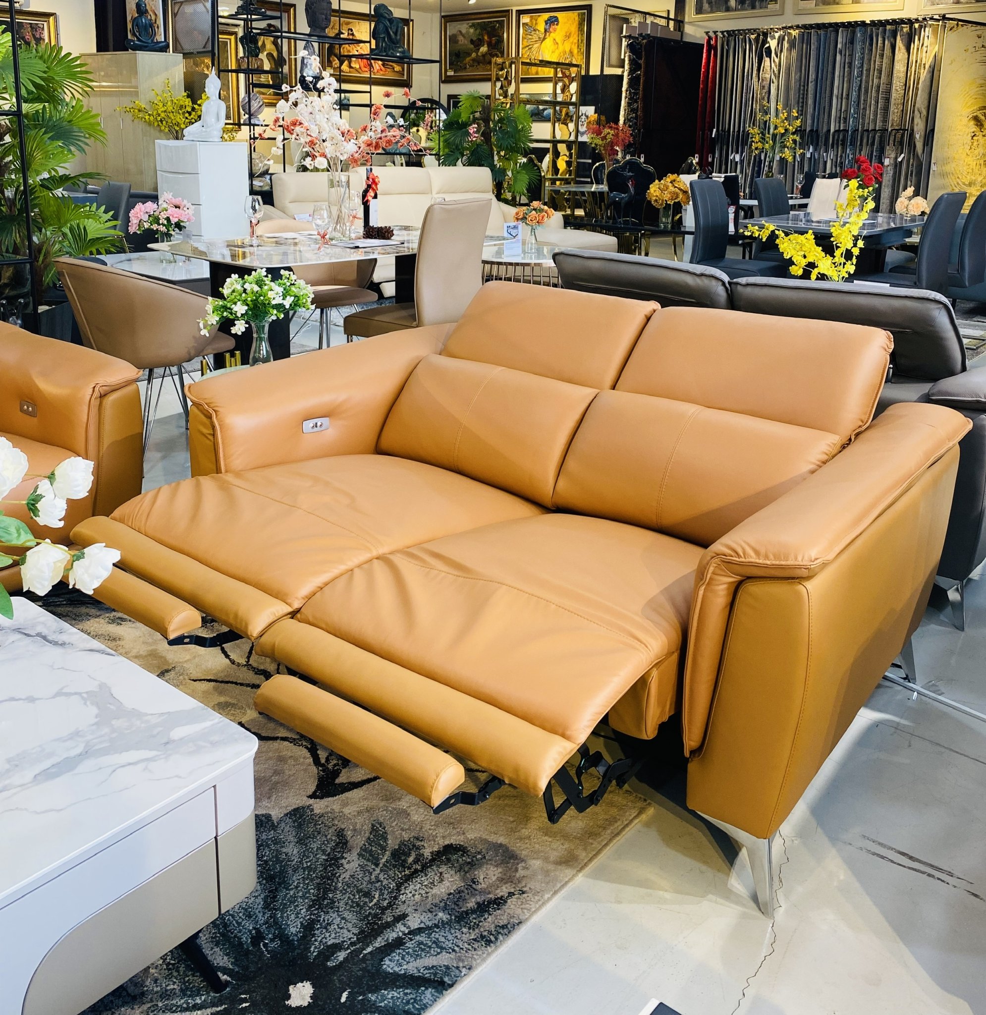 Sofa Thư Giãn Da Bò Chỉnh Điện 1m9 YB902 - 8019 Cam Apricot Alila