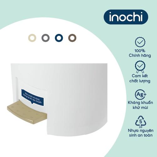 Thùng rác đạp tròn Inochi - Hiro 12L Màu Ghi sữa/ Xanh Nhật/ Trắng Kem