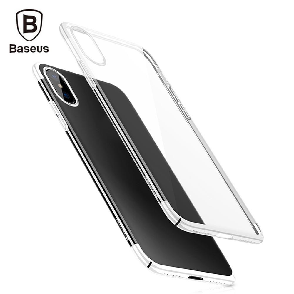 Ốp lưng dành cho Iphone X trong suốt viền màu Glitter chính hãng Baseus